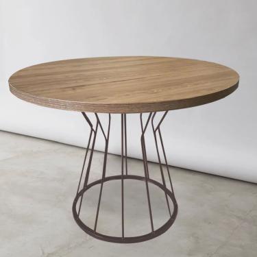 Imagem de Mesa De jantar Redonda Maisa 90x90x75cm Ferro Marrom Tampo 100% mdf Rústico - Ahazzo Móveis