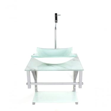 Imagem de Gabinete De Vidro 40cm Cuba Quadrada Ac Slim Cores Variadas Cor: mármore Branco