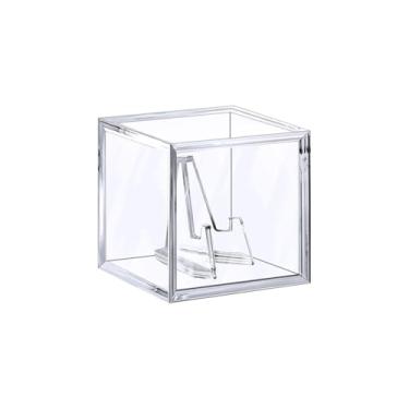 Imagem de GSHLLO Caixa de exibição de anel de acrílico Caixa de proteção de anel de campeonato porta-moedas de desafio transparente caixa de armazenamento de anel de softbol caixas de anel de torcida com base