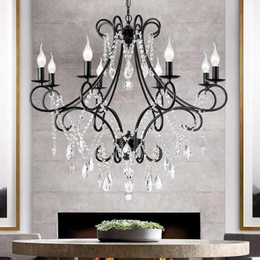 Imagem de OUFULA Lustre retrô americano LED Personalidade Criatividade Sala de Estar Restaurante Quarto Estudo Villa Hotel Café Bar Clothing Store Lâmpada Pendente (B B 8 luzes)