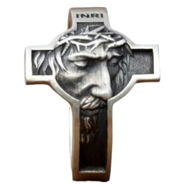 Imagem de Anel Religioso Cruz com Face de Jesus em Aço Inox 316l (24)