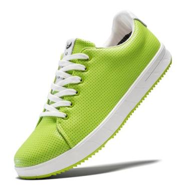 Imagem de Sapatos de golfe U.Ofeiy, tênis de couro sem pontas, verdes para homen