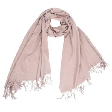 Imagem de Cachecol Echarpe Pashmina Xale Feminino Liso Leve Longo Macio Estiloso Confortável Moda Outono Inverno Frio Franja (Bege)