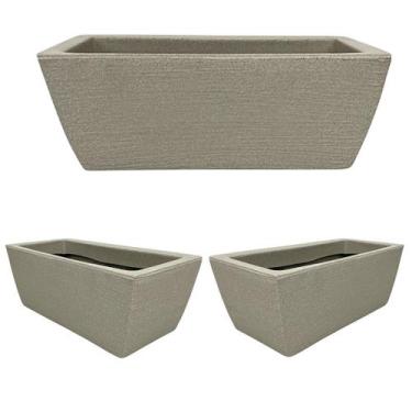 Imagem de Kit 3 Vaso Jardineira Floreira Luxo Floreira Horta Polietileno 40cm - 