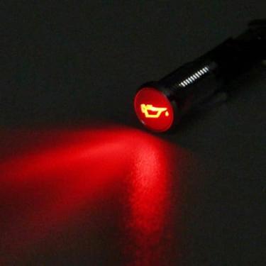 Imagem de Óleo de motor vermelho 12 V 12 mm LED indicador de metal sinal de aviso luz painel luz carro caminhão símbolo - concha preta