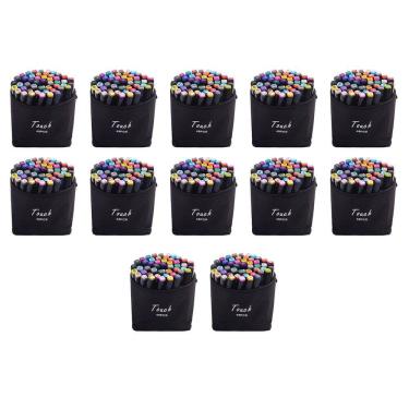 Imagem de Caneta  Marcador Permanente 48 Cores Canetinha Ponta Dupla Kit 12 unidades Estojo Desenho Pintura Arte