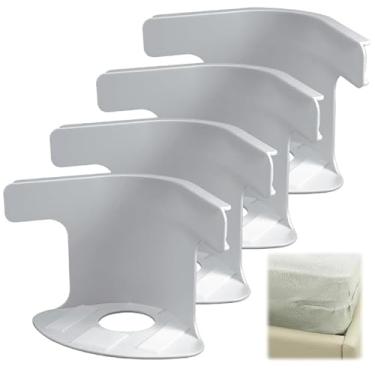 Imagem de Conjunto de suporte de lençol resistente - pacote com 4 | cantos seguros, serve para todos os tamanhos de colchão | Material ABS + PP, evita que os lençóis escorreguem | Fácil instalação para dormir