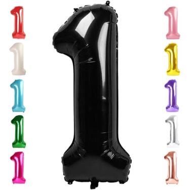 Imagem de 1 Number Balloons for Girls Boys Babies, One Balloons for 1st Birthday, 40 In Black Foil Balloon Numbers for 10 16 18 Birthday Party Anniversary Engagement Baby Shower Decorations