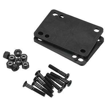 Imagem de PATIKIL Conjunto de parafusos de almofadas de elevação de skate, pacote com 2 almofadas de elevação de 3 mm com parafusos de montagem, porcas, kit de reparo de ferragens para Cruiser, preto