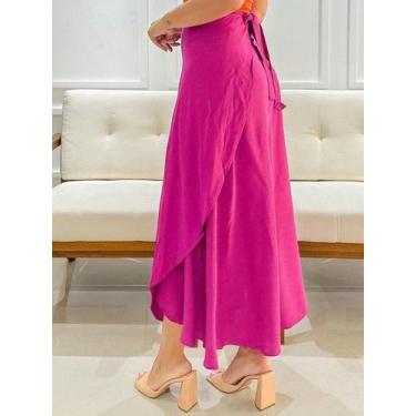 Imagem de A-Lows A&L Saia envelope feminina com forro de viscolinho, Roxo, 36-44