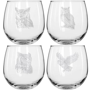 Imagem de MIP Conjunto de 4 taças de vinho para coleção de coruja de presente de vinho tinto ou branco (sem haste de 473 ml)