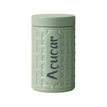 Imagem de Porta Mantimentos 1,5Lt Pote Plástico Decorativo Cozinha Café Açúcar Biscoito Cores (Açúcar Verde)