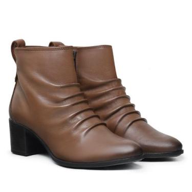 Imagem de Bota Country Feminina Confortável Macia Salto Grosso Cano Curto Modern