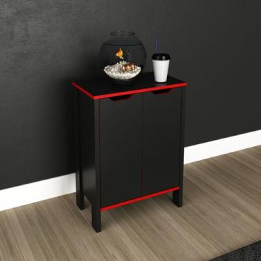 Imagem de Armário Gamer com 2 Portas ME4164 Preto Vermelho - Tecno Mobili, Preto