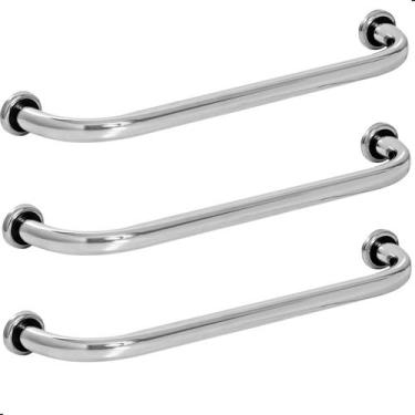Imagem de Kit 3 Barras De Apoio Para Banheiro 2 40cm E 1 80cm - MetalCromo