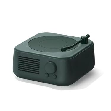 Imagem de Mini alto-falante retrô, alto-falante Bluetooth portátil sem fio, som surround de 360°, estilo antiquado, bateria de longa duração de 10 horas (verde escuro)