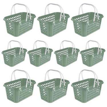 Imagem de Kit 10 Cestas de Compras Supermercado Farmacia Com Alça 3 Litros (Verde)