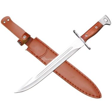 Imagem de Facão Baioneta Full Tang com Lâmina Inox 45cm e Bainha em Couro SLKK29