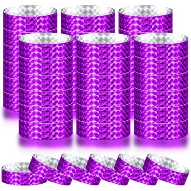 Imagem de 600 pulseiras de papel, pulseiras de néon, pulseiras à prova d'água, para eventos, pulseiras leves para concertos, pulseiras adesivas coloridas neon para festa (roxo brilhante)
