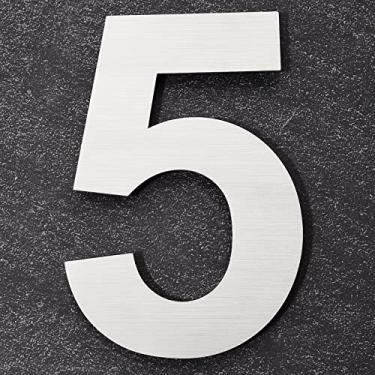 Imagem de Cobata Números de casa modernos - Números de endereço residencial 304 de aço inoxidável 304 de altura à prova de ferrugem/aparência flutuante/fácil de instalar/prata/número 5