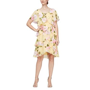 Imagem de S.L. Fashions Vestido feminino em camadas de pedrinhas (tamanhos pequenos e regulares), Floral amarelo, 11