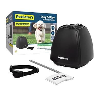 Imagem de PetSafe Cerca sem fio Stay & Play com coleira de bateria substituível - limite circular cobre até 3/4 acre