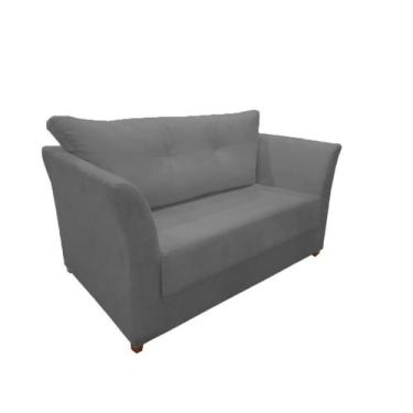 Imagem de Namoradeira Decorativa Isis Suede Cinza Pés Madeira Mz Decor - Mazzero