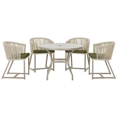 Imagem de  Mesa com 4 Cadeiras de Jantar Roma 100cm e Noronha em Aluminío