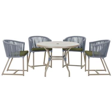Imagem de  Mesa com 4 Cadeiras de Jantar Roma 100cm e Noronha em Aluminío