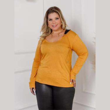 Imagem de Blusa Feminina Manga Longa Plus Size Capuz em Paetê - Rosana Farcait, 