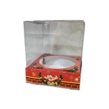 Imagem de Caixa Panetone 250G Feliz Natal Vermelho 30Und - Embala Cristal