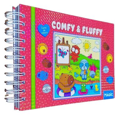 Imagem de Livro de Colorir Comfy & Fluffy 22x16cm 180g/m² 48 Desenhos Capa Dura Rosa Deto Silva (Ilustrações)