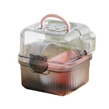 Imagem de Fenteer Estojo de transporte para gaiola de hamster, suprimentos para animais de estimação, transportador para ouriço, esportes ao ar livre, viagens para casa, Rosa