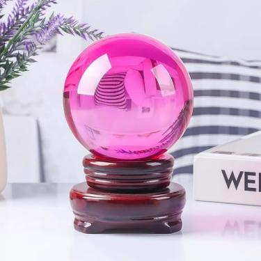Imagem de mwpqbd Bola de cristal + suporte de madeira maciça, adequado para decoração para atrair riqueza e mudar a fortuna, transformar o infortúnio em adivinhação do olhar de boa sorte e adivinhação Feng Shui