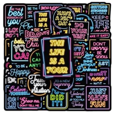 Imagem de Adesivos Neon Inspiradores Pacote com 50 Adesivos de Vinil para Laptop Impermeáveis para Garrafas de Água Skate Computador Carros Bagagem Telefone Graffiti Pacote para Adolescentes Meninas Crianças