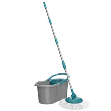 Imagem de Mop Giratório 10 Litros Kit Completo 2 Refis 360 Graus Com Balde Limpeza Lava e Seca Esfregão Para Limpeza