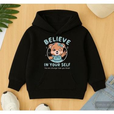 Imagem de Moletom Canguru Infantil Feminino Acredite em Você Ursinha Fofo Delica