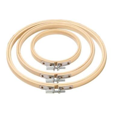 Imagem de 03 Bastidores Bambu Tarraxa Bordado Manual Ponto Russo. - Lapidare