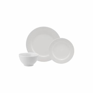 Imagem de Serviço de 18 Peças com Bowl em Porcelana, Modelo Aspen, Redondo com Relevo, Porcelana Schmidt
