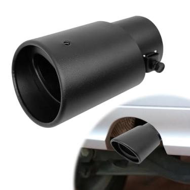 Imagem de stymart Ponteira De Escapamento Universa Aço Inoxidável Para Carro, Pontas Entrada 1,5" A 2,25", Acabamento Cromado Ajustável, Saída 3,3", 5,4" Comprimento (Preto #Reto)