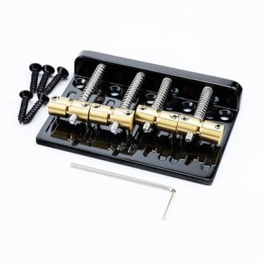 Imagem de OVSAL Ponte De Baixo Elétrico Preta Com Saddles Latão, Placa Liga Zinco, 4 Cordas Fixas, Compatível Peças Reposição Precisão Fender Jazz