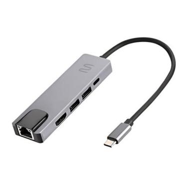 Imagem de Hub Dock Multilaser Usb Tipo-c 5 Em 1 Com Hdmi 4k, Rj45 Ethernet, Usb 3.0 E Power Delivery 100w