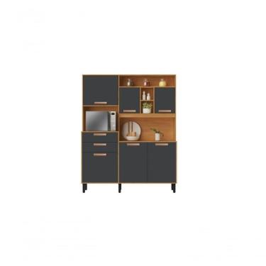 Imagem de Cozinha Compacta 6 Portas 2 Gavetas 5 Nichos Nápoles - Itatiaia Cinamomo-grafite