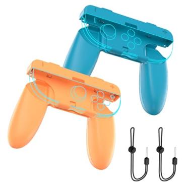 Imagem de XHSESA 2-in-1 Hand Grips for Switch 2, with Hand Strap,Game Controller Accessories for JoyCon (Orange Blue)
