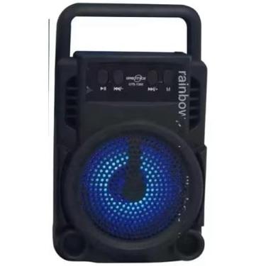 Imagem de Caixa de Som Bluetooth Portátil com LED Azul, Alto-falante de 20 cm, Controles de Reprodução, Alça de Transporte, Preto