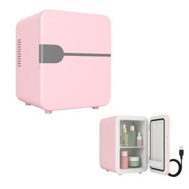 Imagem de Frigobar Portatil Geladeira 4l Mini 12v Refrigerador Aquecedor Casa Carro Quarto Retro Multiuso Skin Care Rosa