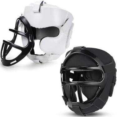 Imagem de VioraWhite Pacote Com 2 Capacetes De Boxe Para Adultos E Crianças, Equipamento Sparring Proteção Facial Removível, Segurança Treinamento Mma, Muay Thai Kickboxing (Preto Branco)