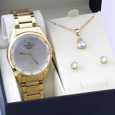 Imagem de Kit Relógio Champion Feminino CN25547B com Colar e Brincos-Feminino