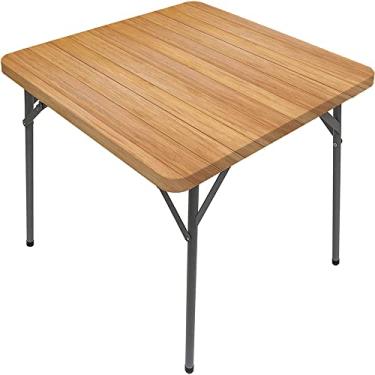 Imagem de CESGFC Toalha de mesa quadrada de madeira, estampa de textura de prancha de madeira, borda elástica, capa de mesa de jantar interna/externa, adequada para mesa quadrada de 81 cm x 81 cm