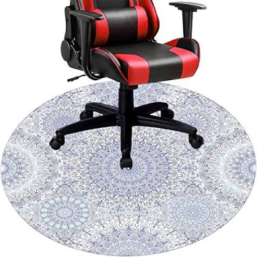 Imagem de Tapete de cadeira de mesa mandala, textura estilo mandala, tapete de cadeira de mesa para piso de madeira de escritório em casa, protetor de piso de pilha baixa, redondo 119 cm